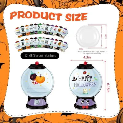 Halloween DIY Candy Machine, Children's Party Cards with Transparent Blister Cover - 2