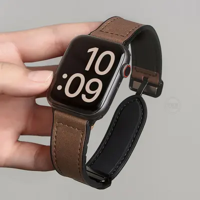 Xiaomi Mi Band 9 Pro Uyumlu Silikon Deri Kordon, Crazy Horse Desen
