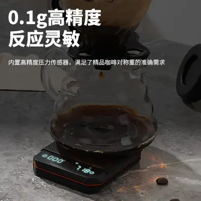 Mini Handmade Coffee Scale Black Mirror Italian Gram Coffee Digital Scale with LED Display Rechargeable Timer Coffee Scale New Style
