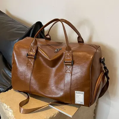 Portable travel bag for men, luxury leather travel bag for women, large capacity sports and fitness bag for men, customizable logo