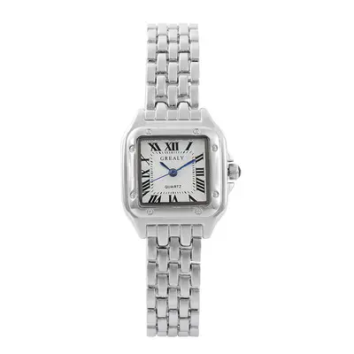 Damen-Quarzuhr quadratisches Design Diamantmuster Stahlband - 10