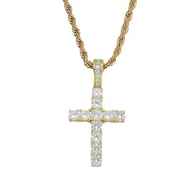 Hip-hop cross necklace men, zircon stone - 6
