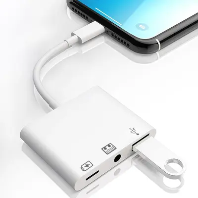 Apple cep telefonu OTG3.5 ses başlığına uygun Lightning+USB3.0 üçü bir arada canlı yayın No. 1 adaptör