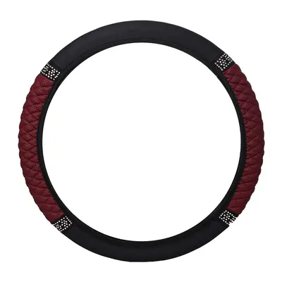 Universal Diamond-Pattern Leather Steering Wheel Cover, Four Seasons - 11