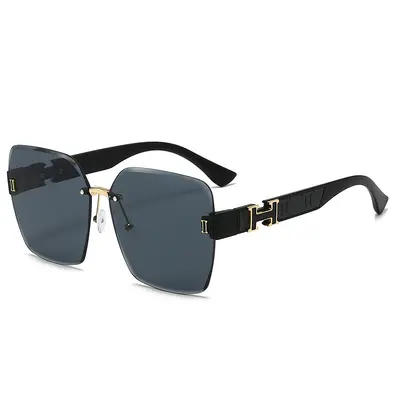 Women's Rimless Oversized Sunglasses, Face-Flattering Design - 6