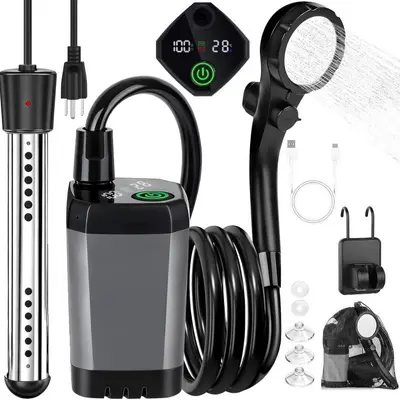 Taşınabilir Elektrikli Su Pompası, Duş Başlığı Açık Hava - 10