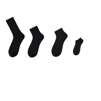 Men's Sports Socks, Mid-Calf, Thick Towel Sole, High Elastic, Black and White
