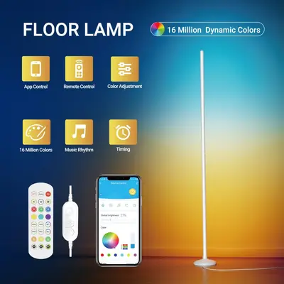 Cross-border LED floor lamp voice-activated lamp bedroom living room RGBIC insert decorative night light gaming atmosphere lamp gaming style
