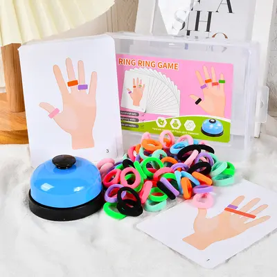 Kinder-Fingerhop-Spielzeug, Regenbogen-Ringe, komplettes Set - 6