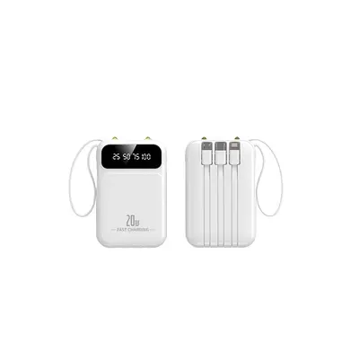 3C sertifikalı mini powerbank 20000 mAh büyük kapasiteli, dahili kablolu taşınabilir güç kaynağı, hediye özelleştirme