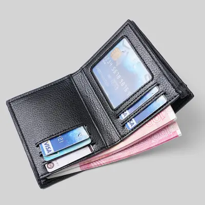 Vertical PU Men's Wallet with Zip Coin Pocket - 3
