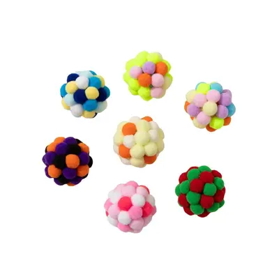 Colorful Fur Ball Cat Toy, Silicone Interactive Chase Ball - 6