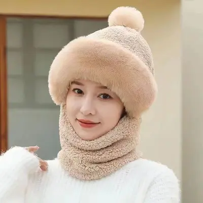 Winter Hat with Ear Protection, Windproof, Fleece-Lined Neck Gaiter and Mask