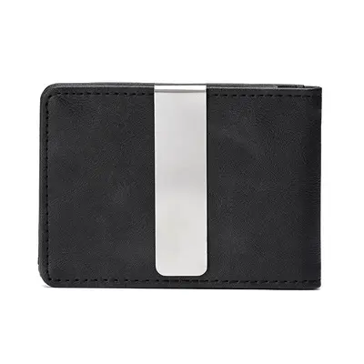 Herren-Kurzbrieftasche aus PU mit Edelstahl-Scheinfach - 6