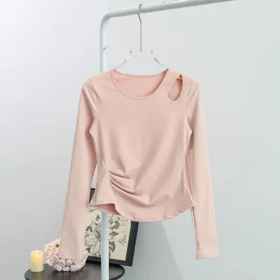 Women's Hollow-Out Long-Sleeve Running Fitness Top, Spring Autumn - 7