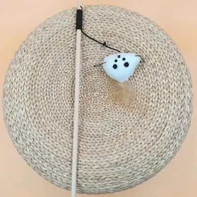 Feather Teaser Wand with Bell and Wooden Stick for Cats - 10