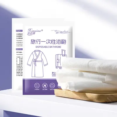 Hotel single-use bathrobe travel portable absorbent nightwear for men and women thickened massage sauna wear no-wash pajamas wholesale - 3