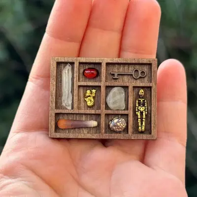 跨境Miniature Trinket Shelf 木质微型饰品架迷你珍藏架古玩架