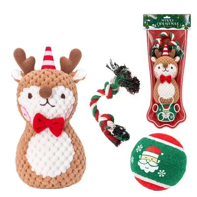 Christmas Dog Toy Set, Squeaky Interactive Chew Ball - 7