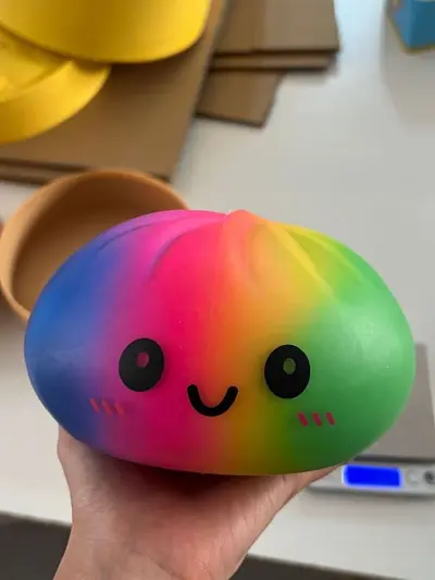 Macaron Color Oversized Simulated Steamed Bun Squishy Flour Bun with Steamer Basket Stress Relief Toy Decompression Big Bun - 7