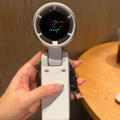 N607 El Tipi Turbo Fan Dijital Göstergeli USB Şarjlı Boyun Askılı Mini - 3
