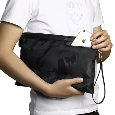 Herren-Handtasche mit Reißverschluss, Oxford-Gewebe, lässige Handgelenktasche - 2