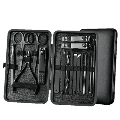 Wholesale Nail Clippers Set Black 18-Piece Manicure and Pedicure Professional Nail Care Tool Kit Complete Portable Beauty Set