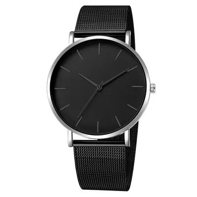 Men's quartz watch with mesh band, minimalist design - 12