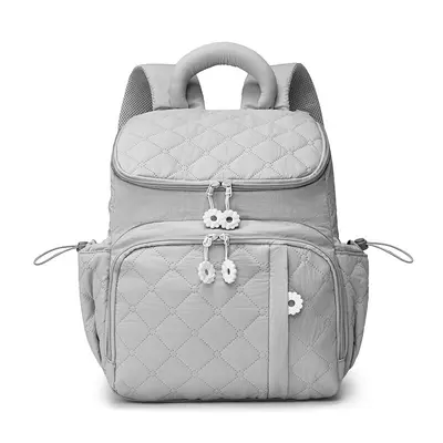 Diamond-Quilted Waterproof Mommy Bag, Multifunctional Diaper Bag - 7