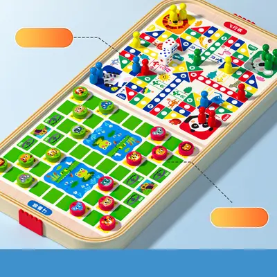 Multifunktionales doppelseitiges Kinderspiel: Flipper-Schach, Fliegendes Schach, Air-Hocke - 4