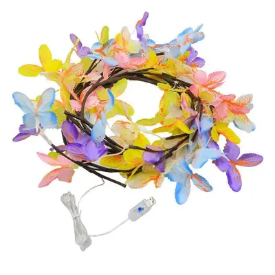LED Fairy String Lights with Shapeable Rattan, Leaf, Butterfly and Flower Decor - 12