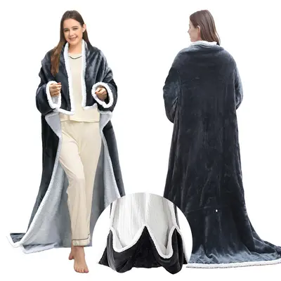 Wearable Heated Blanket with Sleeves and Foot Pocket, Constant Temperature Electric Blanke - 7