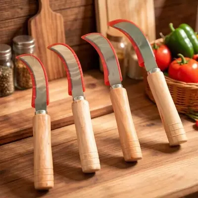 Curved Banana Knife with Wooden Handle