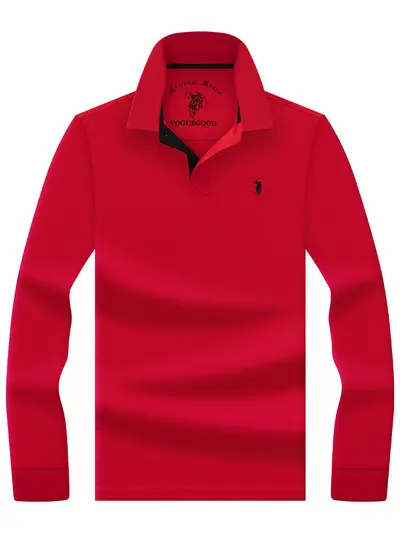 Men's Long-Sleeve Polo Shirt, Mercerized Cotton, Spring Autumn
