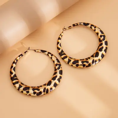 Leoparden-Muster geometrische Metall-Ohrringe