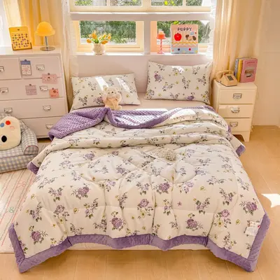 Pure Cotton Bean Velvet Quilt, Spring Autumn Single and Double Bed