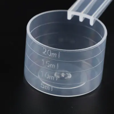 Gıda sınıfı 10g 20ml kaşık şeffaf PP plastik ölçüm kaşığı süt tozu kaşığı düz tabanlı ölçekli kaşık karıştırma ölçüm kaşığı