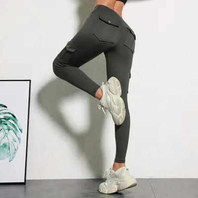 Damen Laufhose, elastisch, eng, hohe Taille, schnelltrocknend - 9