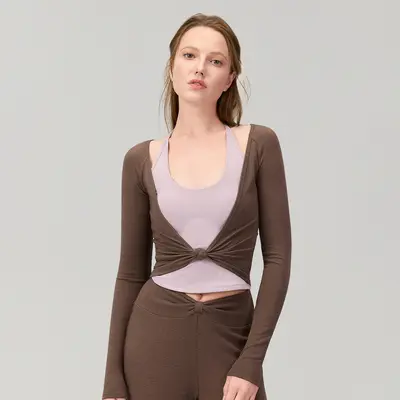 Nefes Alabilen Bağcıklı Kadın Uzun Kollu Koşu ve Yoga Üstü - 4
