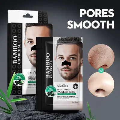 SADOER Bamboo Charcoal Nose Strips, Blackhead Removal, T-Zone Care - 4