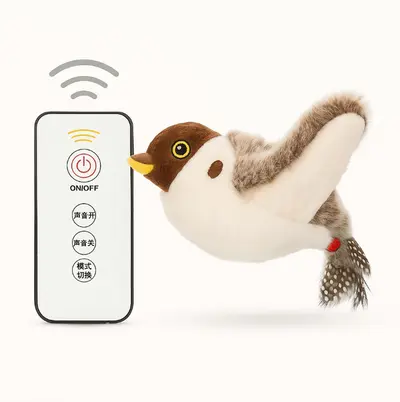 Electric Plush Bird Cat Toy with Sound, Self-Play - 8