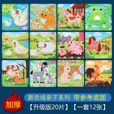 Wooden puzzle and building block set ages 2-6, early learning toy - 9