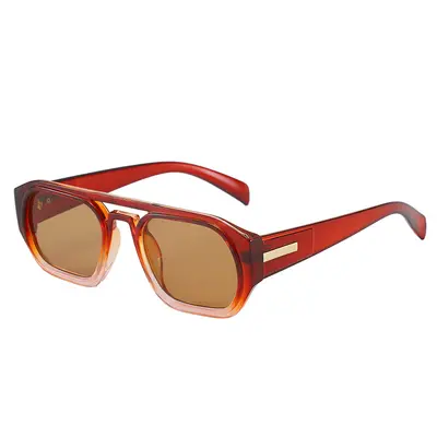 Herren-Pilotensonnenbrille mit Doppelsteg und eckiger Form, europäisch-amerikanischer Stil - 12