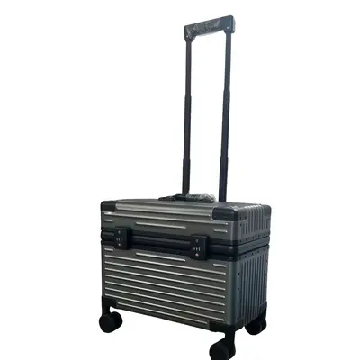 Fotografische Kameratasche aus reiner Aluminium-Magnesium-Legierung, oben öffnender Deckel, 20-Zoll-Silent-Universal-Räder, großer Koffer für Herren, Kabinengröße-Koffer für Damen. - 11