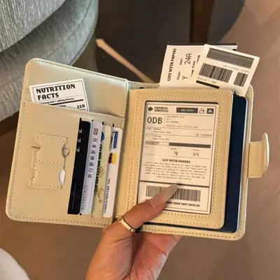 Passport holder, leather, multiple card slots - 2