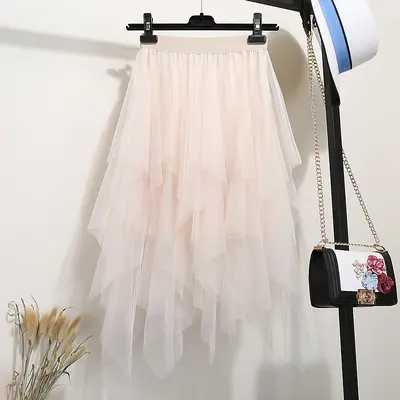 Women's High-Waisted Knit Irregular Fairy Skirt, Spring Style