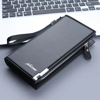 Men's Long Zip Wallet with Phone Compartment, Large Capacity