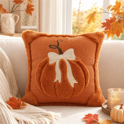 Neue Chenille-Stickerei Kürbis Kissenbezug Maßanfertigung Halloween Kissenbezug Amazon Thanksgiving Sofa Dekoration Kissen Überzug - 7