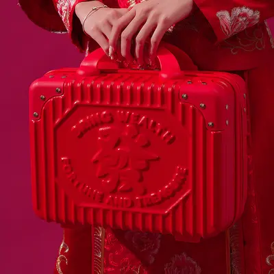 Neujahrsgeschenkbox Rot Handkofferchen 14 Zoll Kosmetikkoffer Mini-Reisekoffer Reiseandenken Kleiner Zahlenkombinations-Koffer - 8