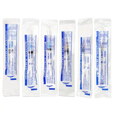 1 ml tek kullanımlık steril plastik veteriner enjektörü, iğneli, ölçekli